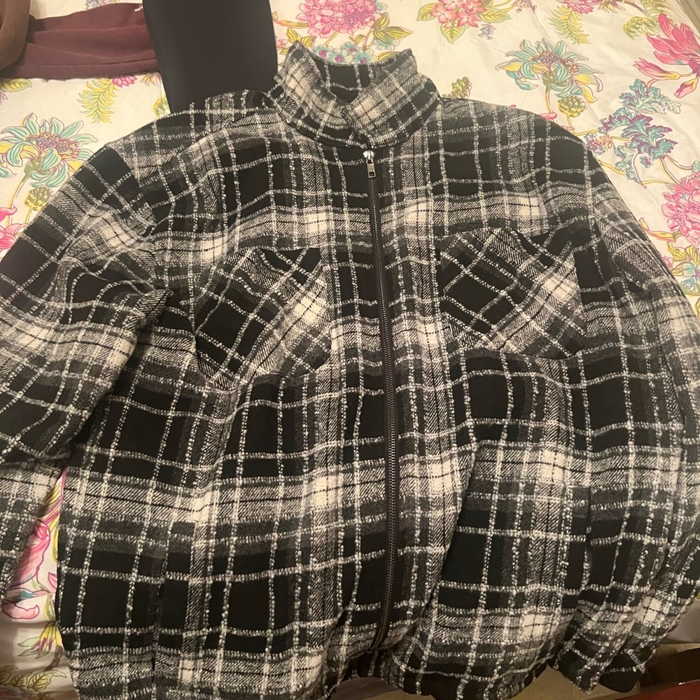 Black and White Plaid Jacket